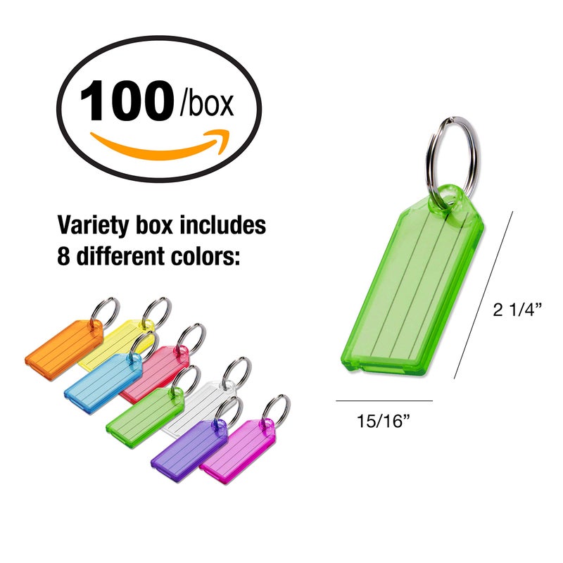 Lucky Line Key Tag with Split Ring; 100 Per Box; Assorted Colors (10400) - Image 2